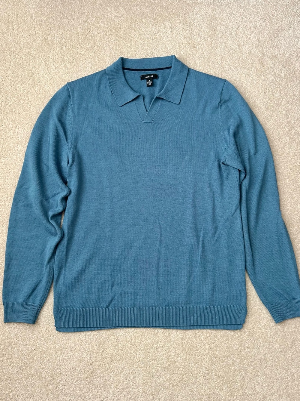 Alfani Long Sleeve John Collar Extra Fine Merino Wool Sweater